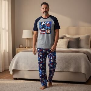 Marvel Captain America Pajama Set Mens XL Lounge Sleepwear